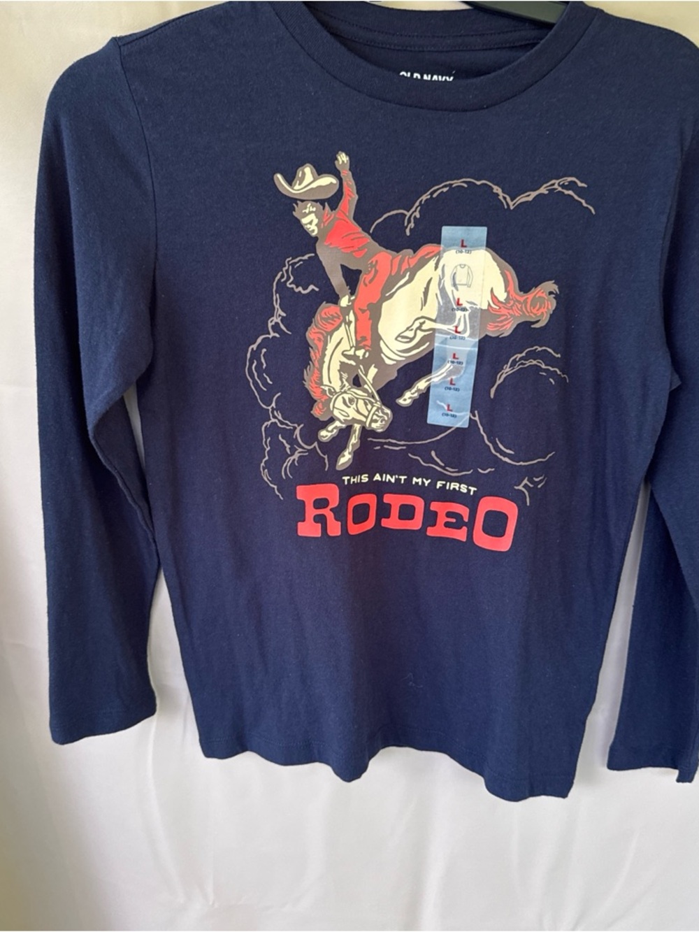 Old Navy Navy Long-Sleeve Kids Rodeo Graphic Tee